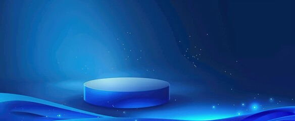 Abstract blue background with geometric shapes and light streaks. Modern technology vector design.