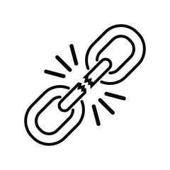 Broken chain link vector icon outline