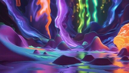 Vibrant Abstract Landscape with Neon Hues