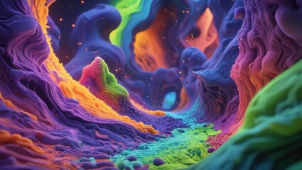 Vibrant Abstract Landscape of Colorful, Textured Forms