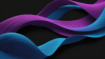 Abstract Swirling Ribbons in Vibrant Purple and Teal on a Black Background