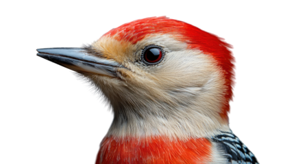 Red-Bellied Woodpecker: A detailed close-up of a Red-Bellied Woodpecker, showcasing its vibrant red cap and nape, with a striking profile, and focused eye.