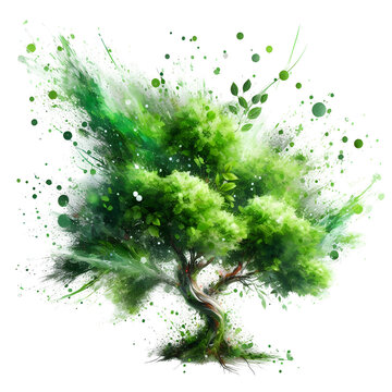 green tree isolated on white