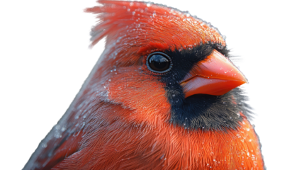 Vibrant Cardinal's Portrait: A stunning close-up shot captures the vivid details of a male cardinal, showcasing its striking red plumage and intelligent gaze.
