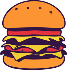 A large beef burger with grilled patty, cheddar cheese, and fresh lettuce, served with crispy French fries and dipping sauce.