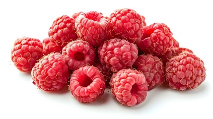 ripe raspberries isolated on white background