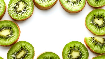 Fototapeta premium sliced kiwi frame isolated on white background