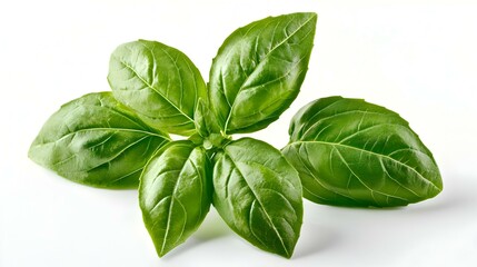 Fototapeta premium Basil leaves on a white background isolated