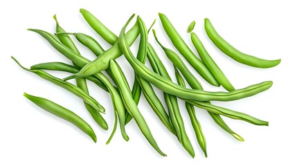 Fototapeta premium Fresh Green Beans Isometric on white background