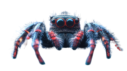 Bold Jumping Spider Close-up: An up-close image of a vibrant jumping spider with distinctive features, showcasing its striking appearance and intricate details.