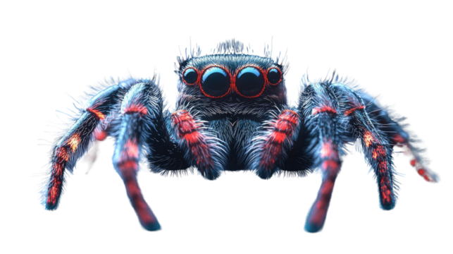 Bold Jumping Spider Close-up: An up-close image of a vibrant jumping spider with distinctive features, showcasing its striking appearance and intricate details.