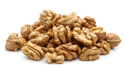 Obraz premium heap of walnuts isolated on white background