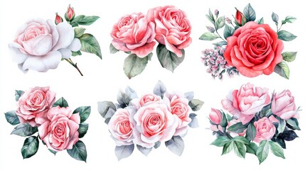 A sophisticated floral arrangement set of six hand crafted roses