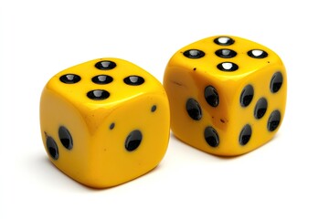 Two yellow dice showing a 5 and a 6