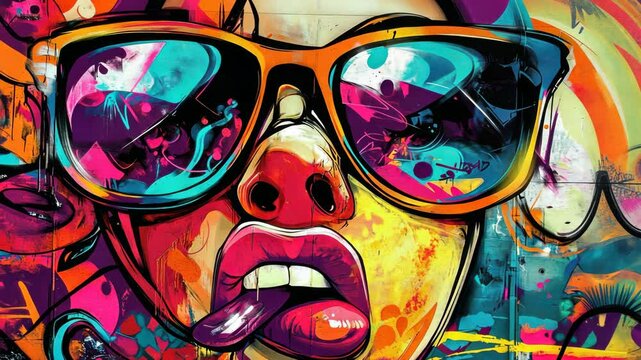 Vibrant urban graffiti sequence: dynamic art and colorful expression