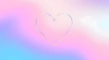 Holographic Heart Outline on Soft Pastel Background for Valentine's Day