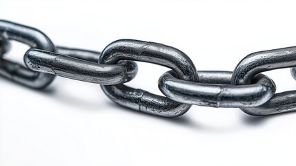 Obraz premium Links of a new chain on a white background, isolated