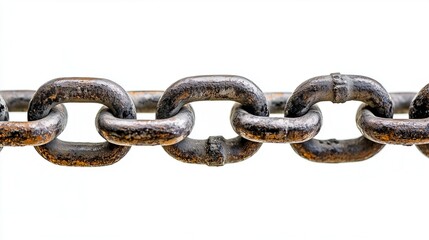 Fototapeta premium Links of a rusty chain on a white background, isolated