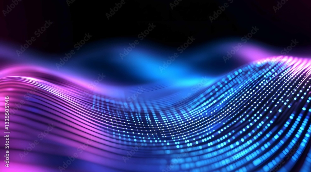 Poster visual representation of sound waves in vibrant colors set against a dark background showcasing dyna
