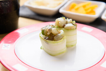 cucumber octopus wasabi roll sushi
