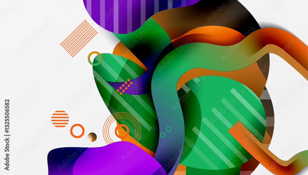Poster abstract liquid shapes and lines background