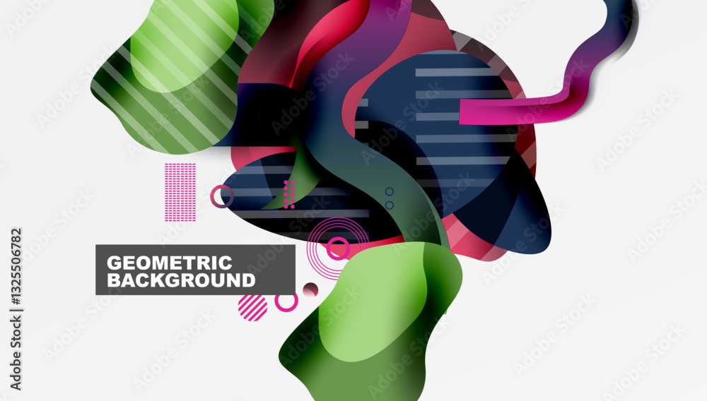 Poster abstract liquid shapes and lines background