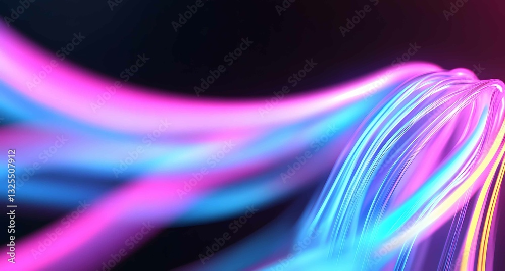 Poster colorful abstract light trails create a dynamic visual effect in a dark background