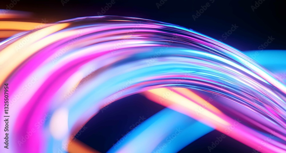 Poster swirling colorful light trails create an abstract design in a dark setting during a creative art dis