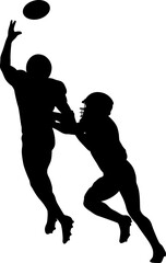 Silhouette American football player to catch a ball. Outline design and illustration.
