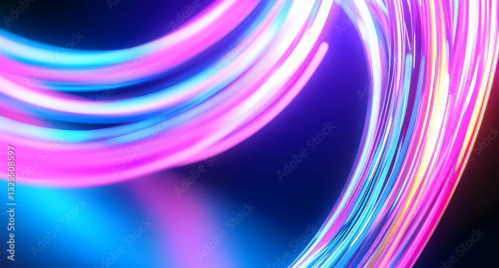 Poster colorful light trails swirl in dynamic patterns creating a vibrant visual display during a nighttime