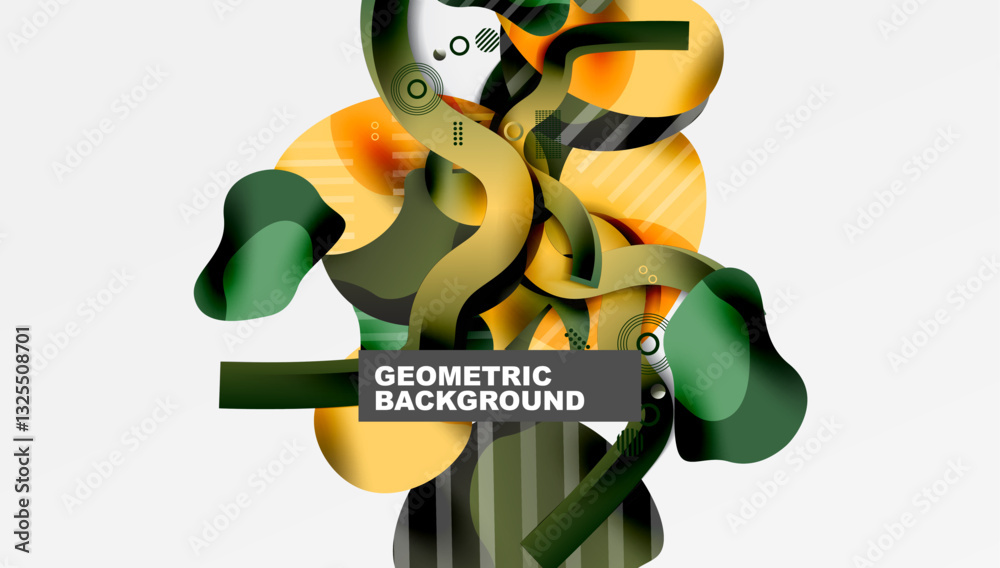Poster abstract liquid shapes and lines background