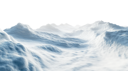 Winter landscape with snow-covered mountains on transparent background, cut out. Perfect for seasonal, environmental, and 3D visualization projects