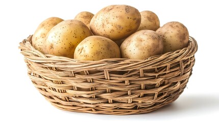 Potato basket on white background horizontal