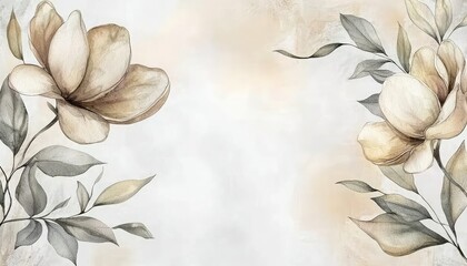 A delicate watercolor illustration featuring soft magnolia flowers with gentle leaves, set against a light, neutral background.