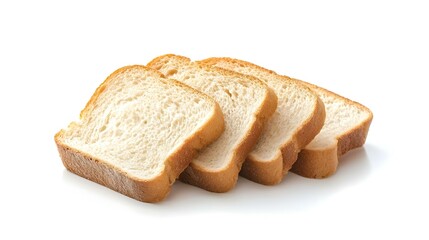 slices bread on white background