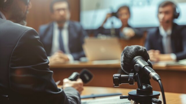 A legal deposition being recorded on video.