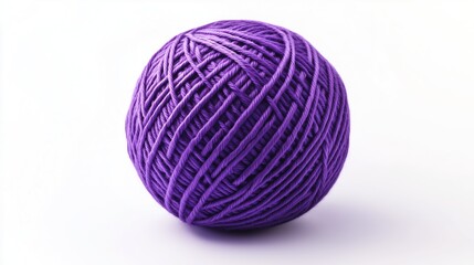 A round ball of natural threads of violet color on a white background
