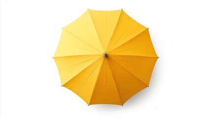 Yellow open umbrella top view, on a white background, isolated