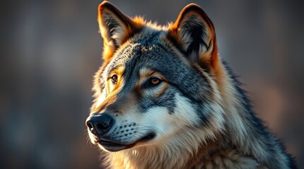 Fototapeta premium Majestic Wolf Portrait Looking Away Wild Animal Close Up