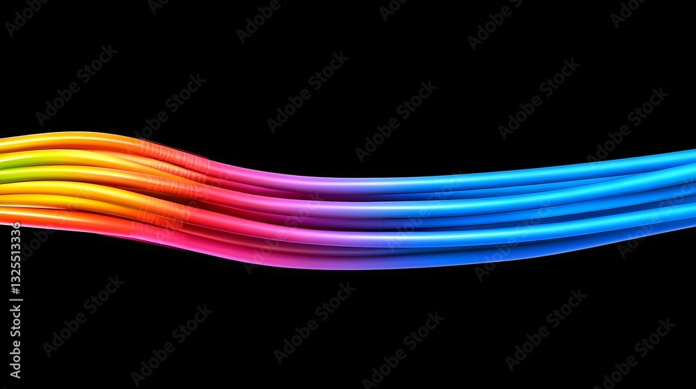 Poster vibrant colors blend seamlessly in smooth waves creating a dynamic visual effect of flowing cables a