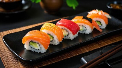 A plate of Japanese sushi