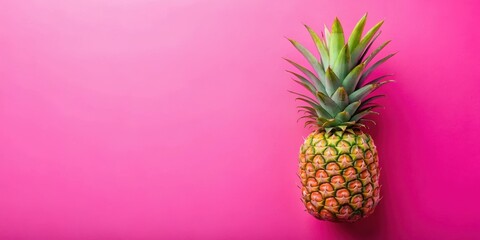 Fresh pineapple fruit on a bright pink background, with slight texture and shine effect , Summer