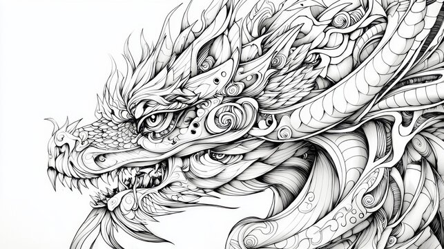 Explore the beauty of zentangle art with this dragon motif.