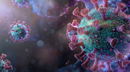 Naklejka premium Exploring Microscopic Worlds: An In-Depth Look at Bacteria, Viruses, Fungi and Pathogens in Stunning Detail