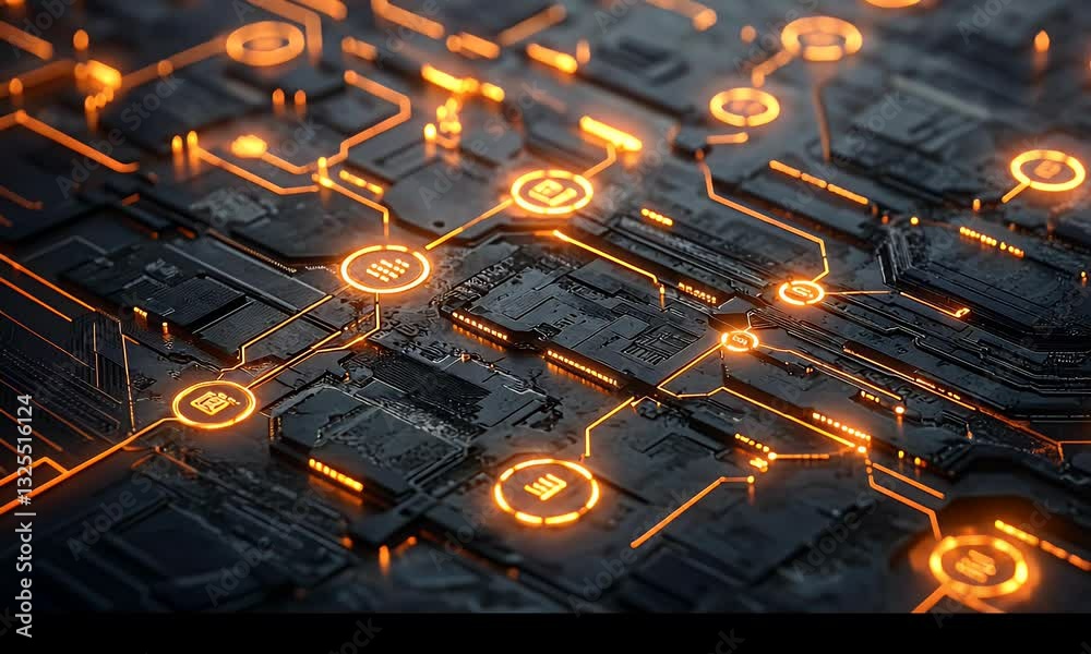 Poster High-tech circuit board network
