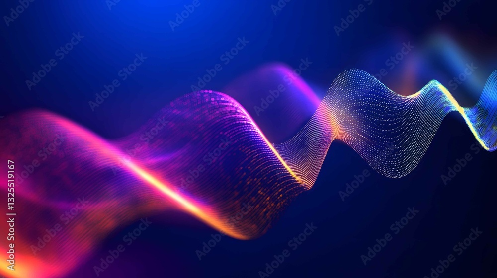 Poster vibrant waves of light showcase colorful motion and dynamic patterns in a digital space highlighting
