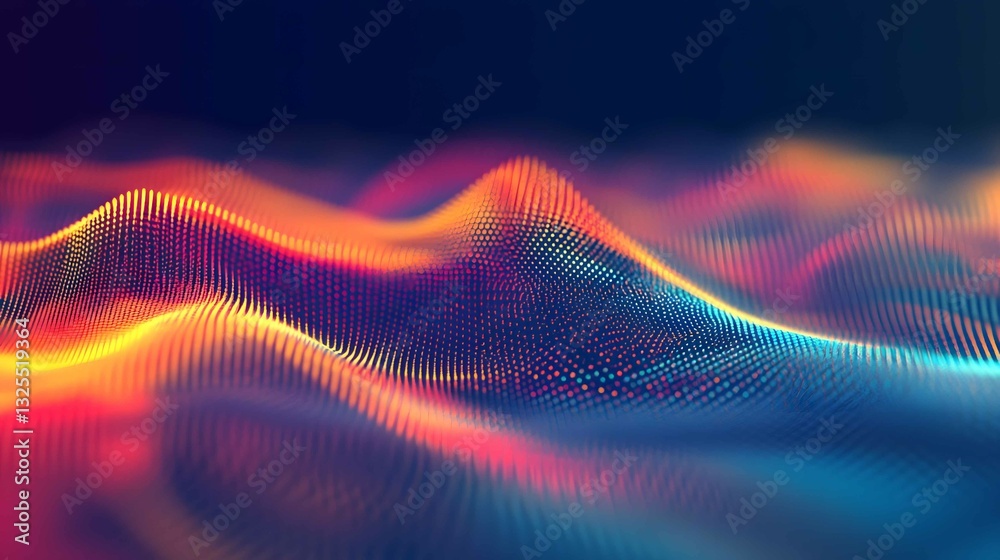 Poster colorful abstract wave patterns create a mesmerizing visual display in a digital art piece focused o