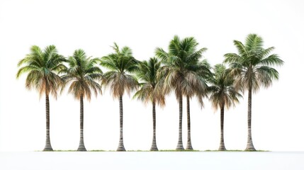Obraz premium Row of palm trees isolated on white background