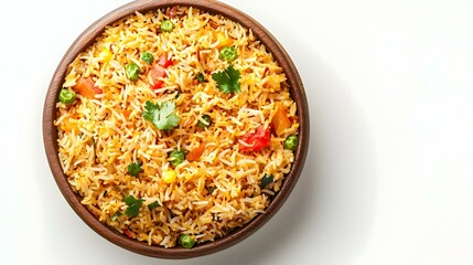 Biryani top view isolated on transparent