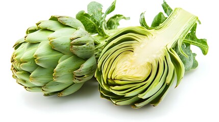 Obraz premium Cut Artichoke Close-Up on White Background